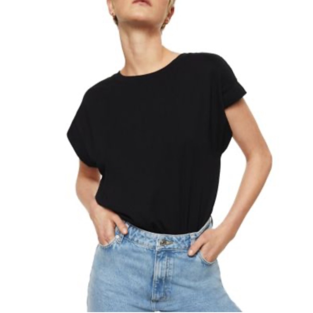 Mango Black Short Sleeve Top